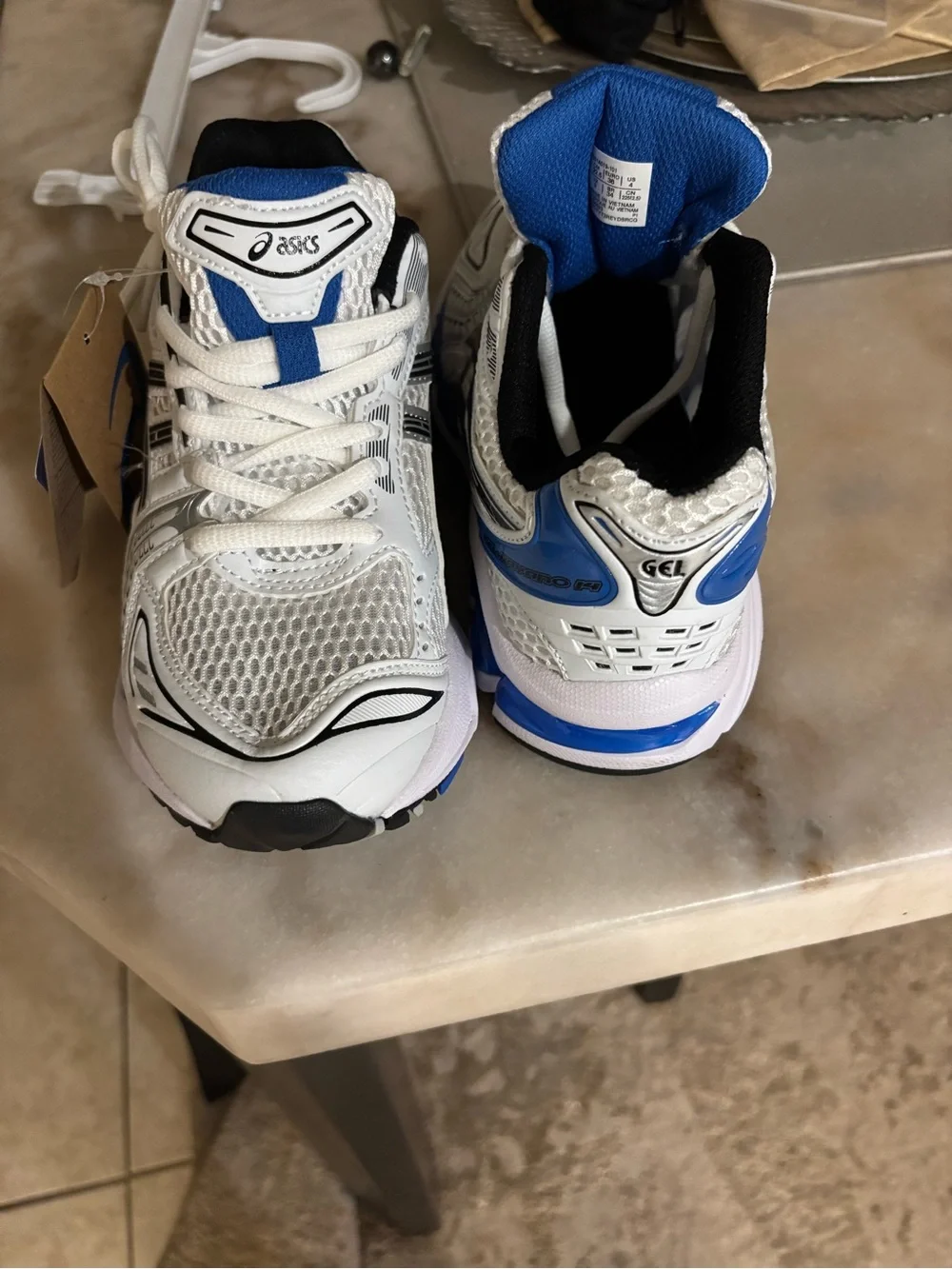 Asics White, Blue and Black Kids' Athletic Sneakers